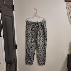 Anthropologie Black & White Swirl Print Drawstring Joggers